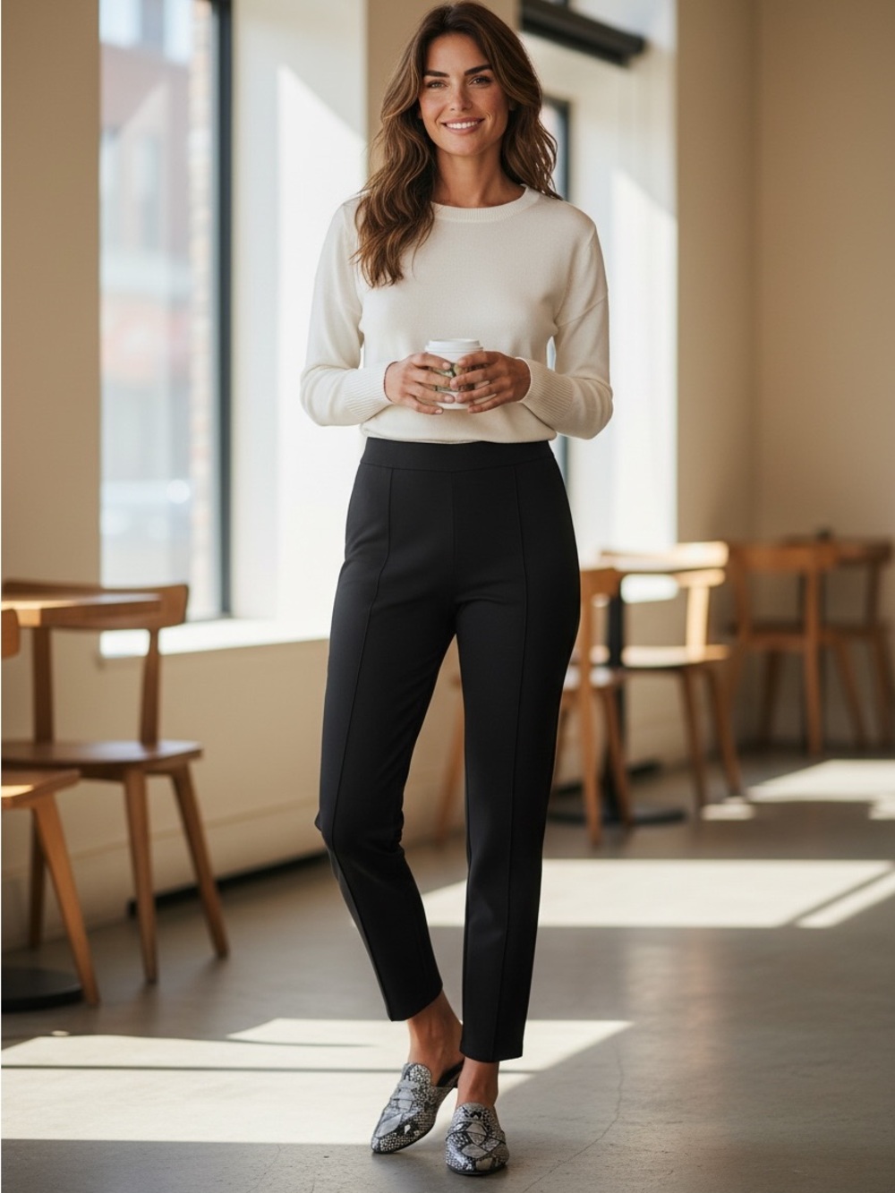SPANX The Perfect Slim Fit Straight Leg Pants M Classic Minimalist